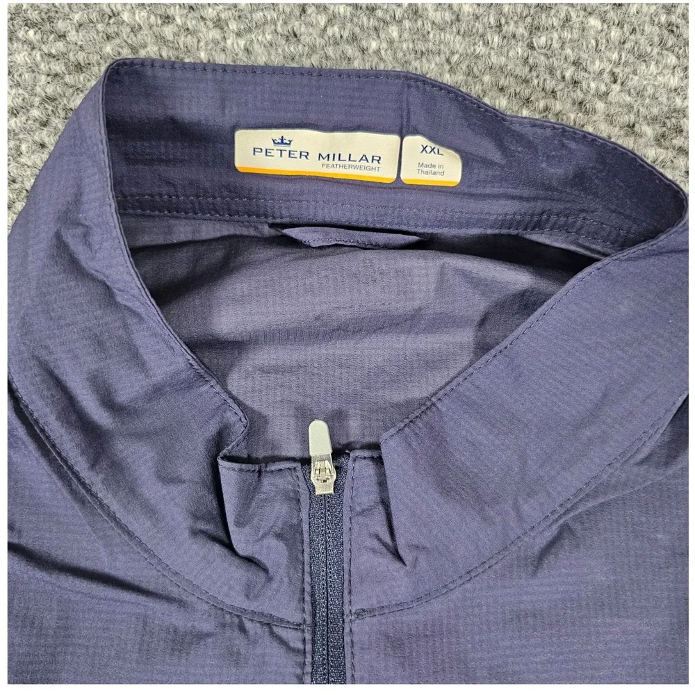 Peter Millar XXL Featherweight Windbreaker Full Zip Jacket Seahorse Logo Blue‎
